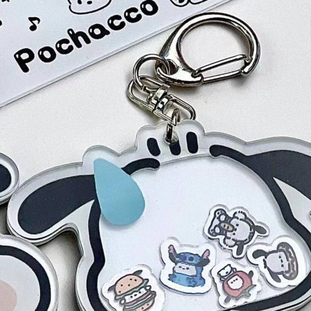 Lucu Goyang Pacha Dog Key Ring Berkeringat Anjing Peliharaan Gantungan Kunci Akrilik Tas Siswa Alat Tulis Tas Dekorasi Liontin