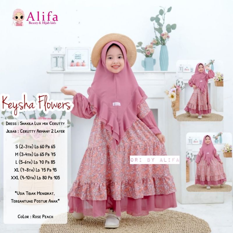 KEYSHA SYARI ORI ALIFA KIDS | Dress+jilbab Anak
