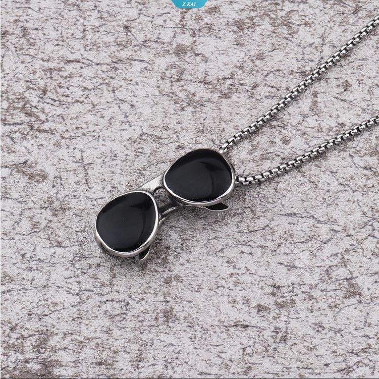 Kacamata Hitam Liontin Kalung Untuk Pria Dan Wanita Stainless Steel Metal Choker Fashion Perhiasan Hiphop Aksesoris Sweater Rantai Hadiah [ZK]
