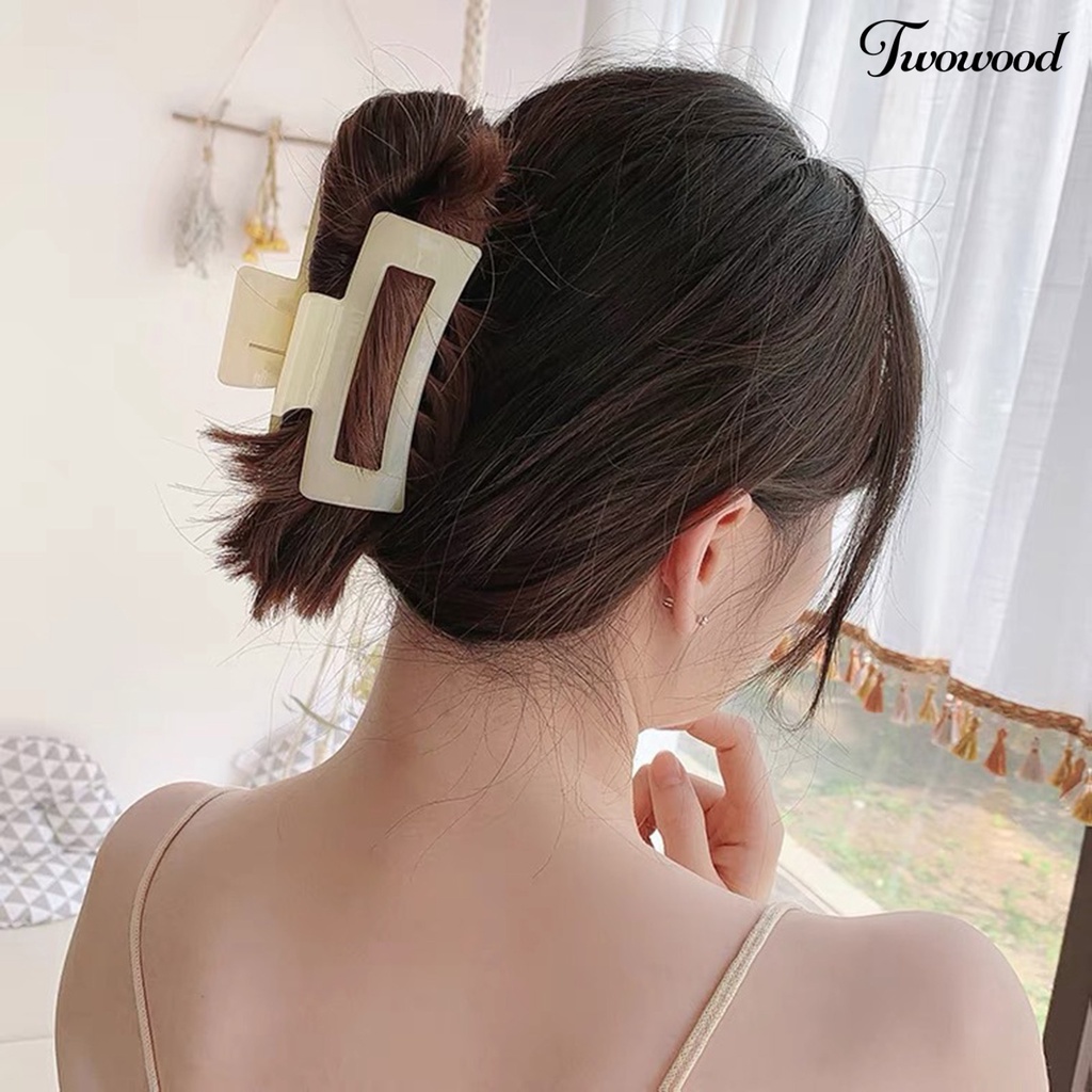 Twowood 2pcs Wanita Cakar Rambut Warna Solid Melubangi Cakar Kuat Dengan Gigi Tepi Halus Rambut-Membentuk Elastis Musim Semi Cuci Muka Rambut Grippers Aksesori Rambut