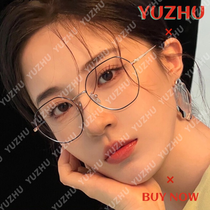 (YUZHU) Western Vintage Fashion Optical Eyeglasses Korean Fashion Anti Blue Light Metal Eyeglasses Unisex