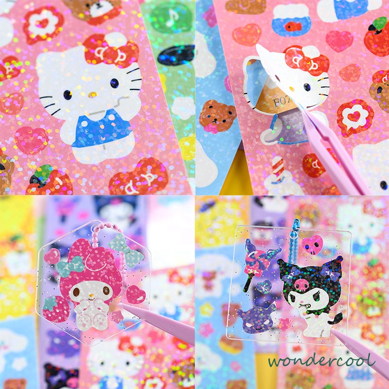 Stiker Kuromi Kartun Cinnamoroll Melody Kuromi Pochacco Dog Shiny Sticker Dekorasi-Won