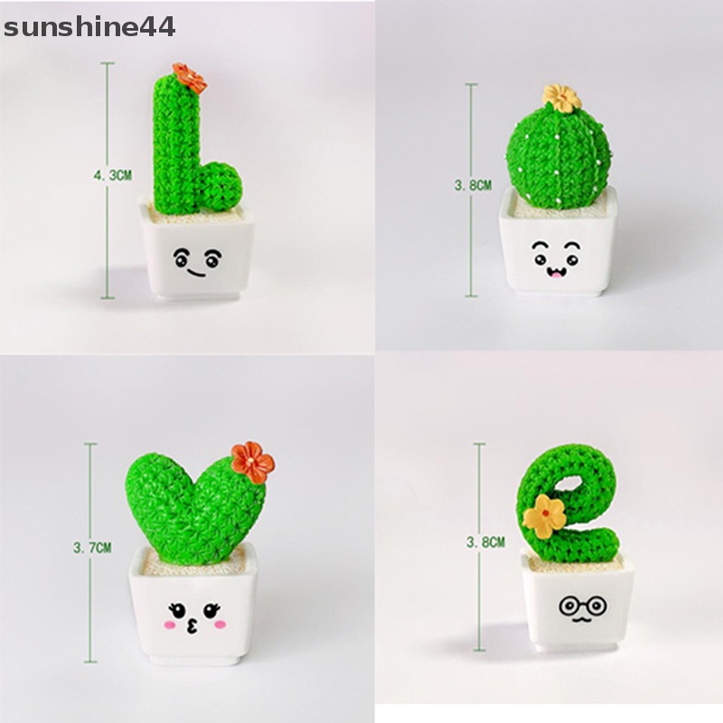 Sunshine 4PcsCactus Berbentuk Hiasan Dekorasi Prop Kaktus Tanaman Pot Decor ID