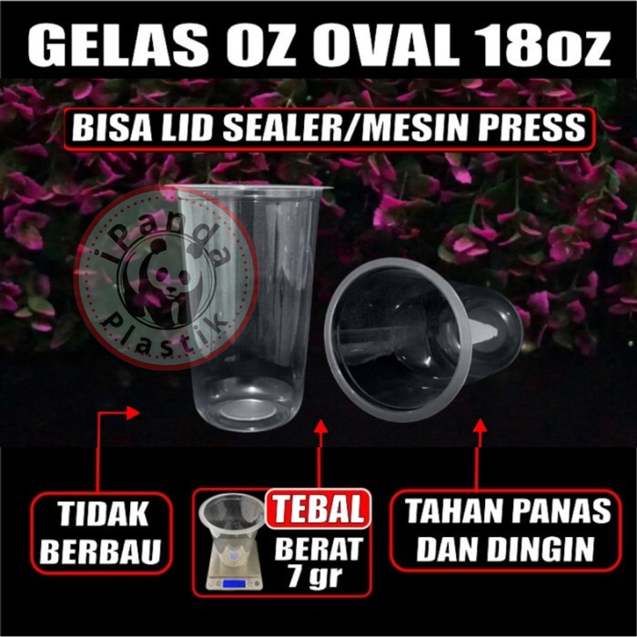 Gelas Oval 18oz Bening Cup Plastik Bulat Round cup oval 18 oz murah