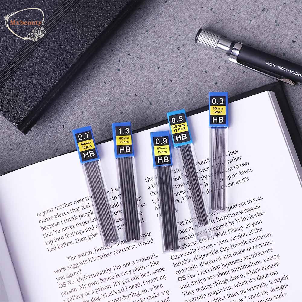 MXBEAUTY 5pcs Refill Pensil Perlengkapan Sekolah Alat Tulis Seni Sketsa 0.3mm 0.5mm 0.7mm 0.9mm Siswa Pensil Mekanik HB Pensil Isi Ulang