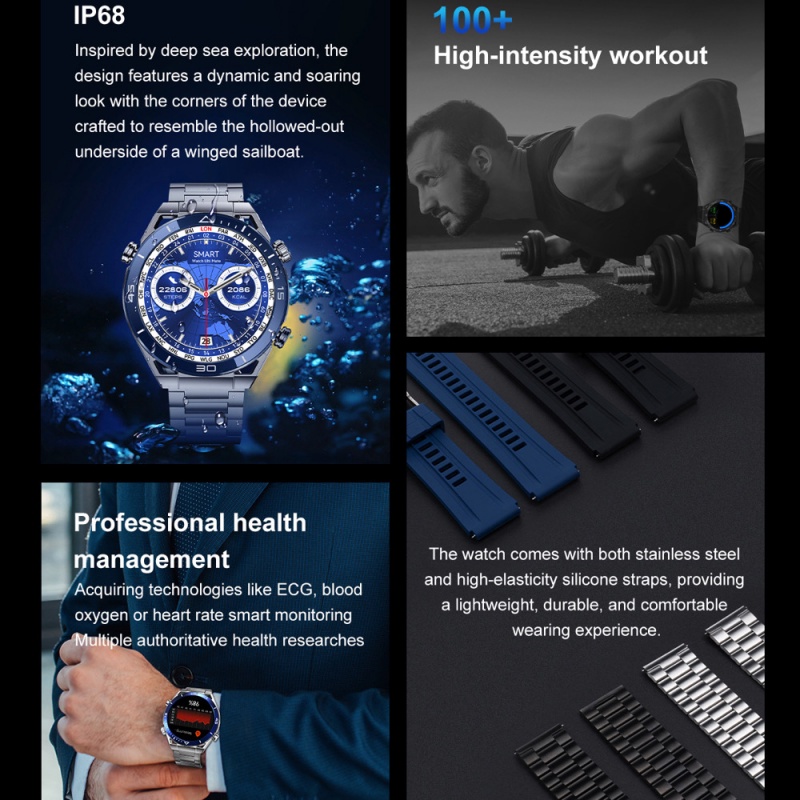 Jam Tangan Pintar Pria DT Ultra Mate Smart Watch 1.5&quot; HD Screen Health Management NFC Wireless Charging Smartwatch BT Call Bracelet Baterai Besar Olahraga Smartwatch Pria Sport Fitness Tracker