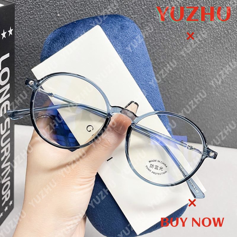 (YUZHU) Kacamata Bingkai Bulat Gaya Vintage Korea Fashion Harajuku Anti Blue Light Eyeglasses Unisex