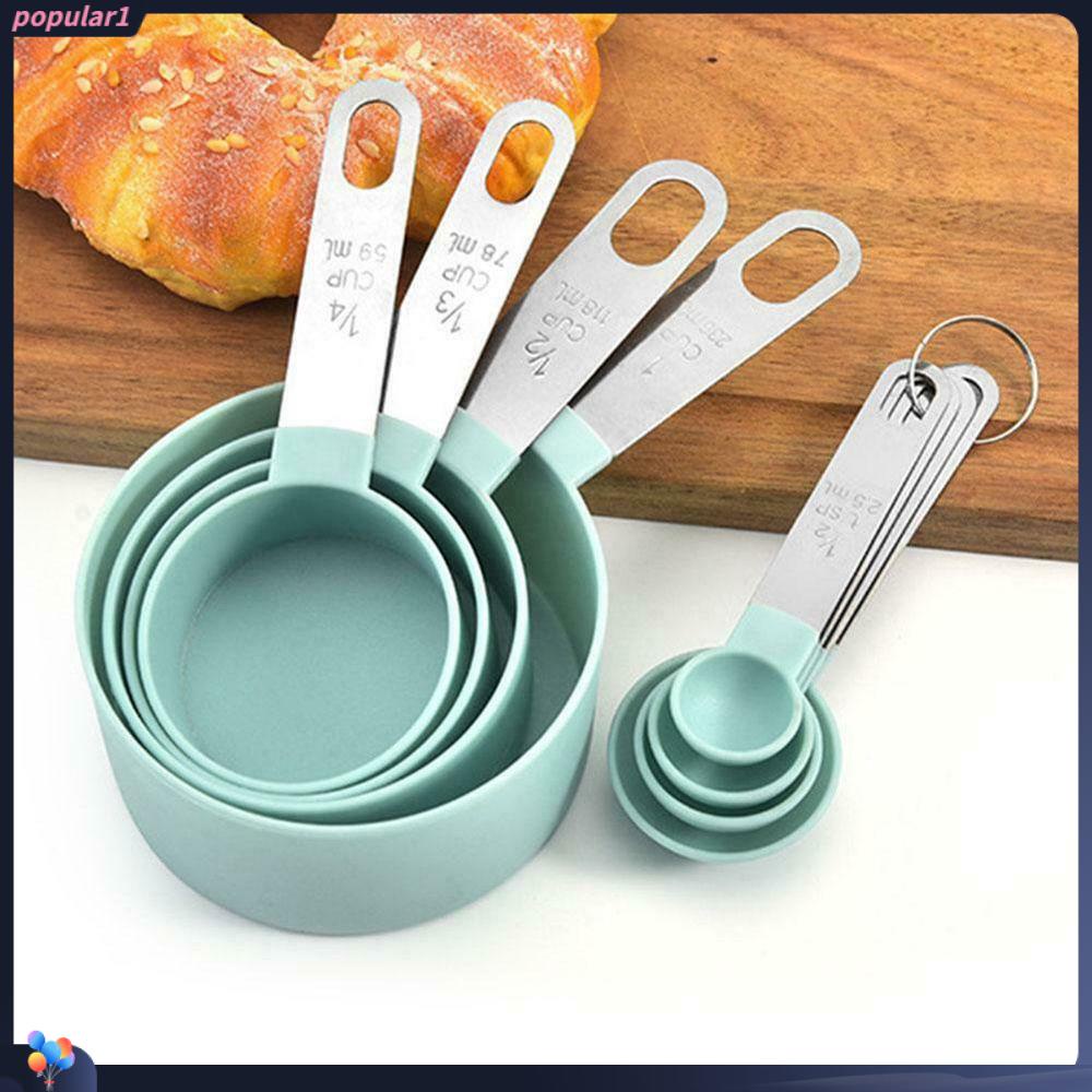 Populer 4pcs /Set Gelas Takar Bahan Plastik Dengan Skala Alat Ukur Sendok Tepung