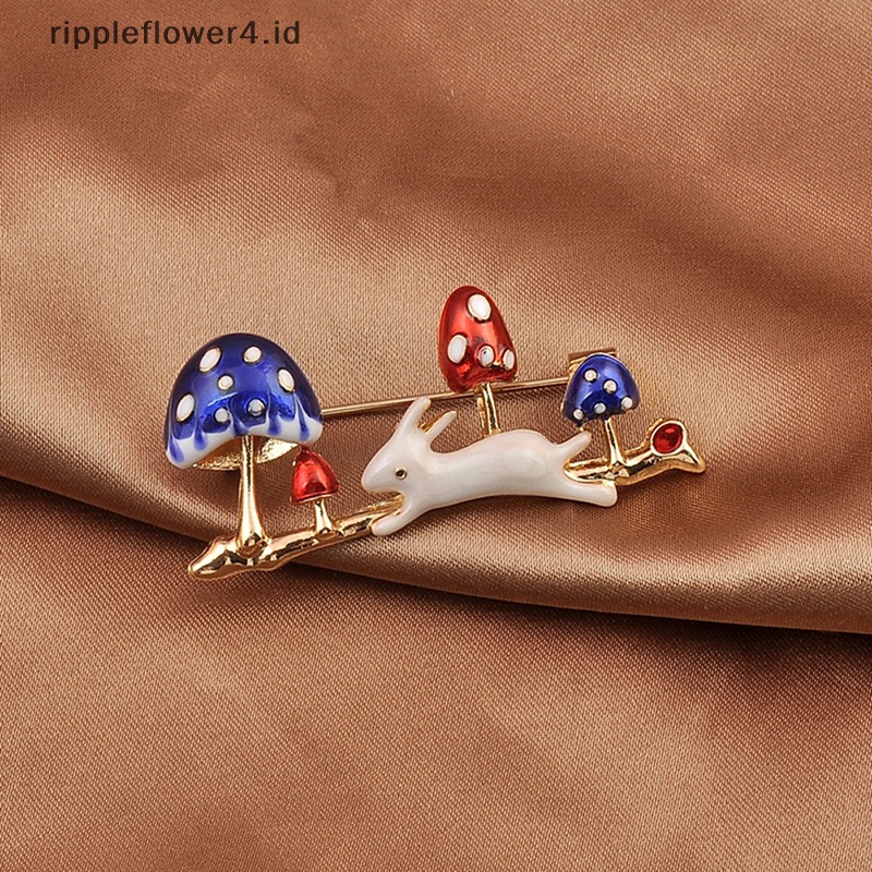 {rippleflower4.id} Bros Kelinci Lucu Hewan Ch Fashion Gadis Perhiasan Logam Jamur Kelinci Indah Bros Pin Pesta Pernikahan Perhiasan Gadis Hadiah~