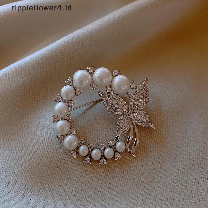 {rippleflower4.id} Fashion Pria Wanita Wanita Bros Lucu Surat Raja Sweater Mantel Aksesoris Bros Pesta Pernikahan Bros Pin Berpohon Raja Surat Bros Mutiara Bros Perhiasan Gi