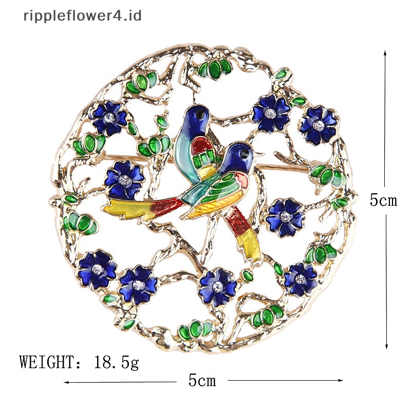 {rippleflower4.id} Lovebirds Lover Double Bird Bros Untuk Wanita Enamel Pasangan Setia Bros Nuri Bros Pin Simulasi Mutiara Perhiasan Hewan~