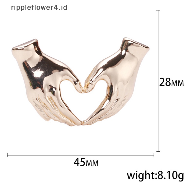 {rippleflower4.id} Bros Tangan Pose Hati Untuk Wanita Unisex Emas Perak Cinta Kantor Kausal Brooch Pin Hadiah~