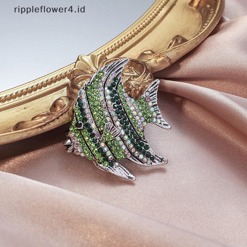 {rippleflower4.id} Bros Ikan Tropis Berlian Imitasi Fashion Untuk Wanita Mantel Aksesoris Perhiasan Pesta~