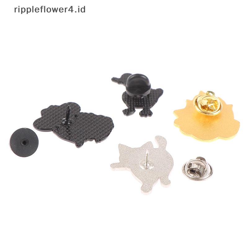 {rippleflower4.id} 4pcs Set Pin Enamel Lucu Untuk Jaket Ransel Baju Kerah Lencana Pin~
