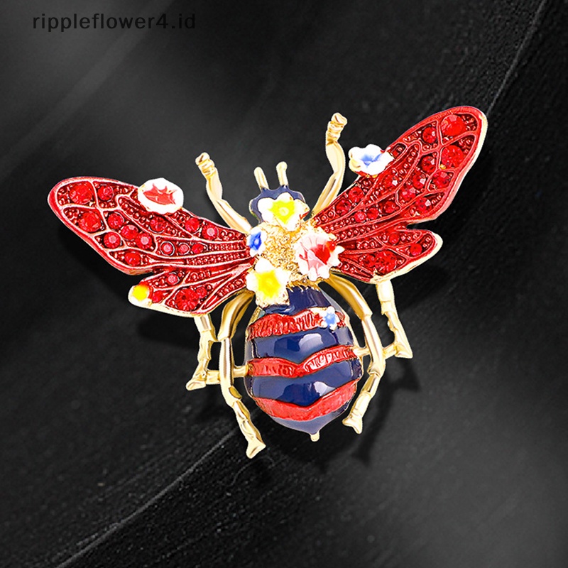 {rippleflower4.id} Bros Lebah Serangga Enamel Untuk Wanita Pria Enamel Pin Bros Serangga Perjamuan Brooche Hadiah Topi Syal Kerah Manset Pin~