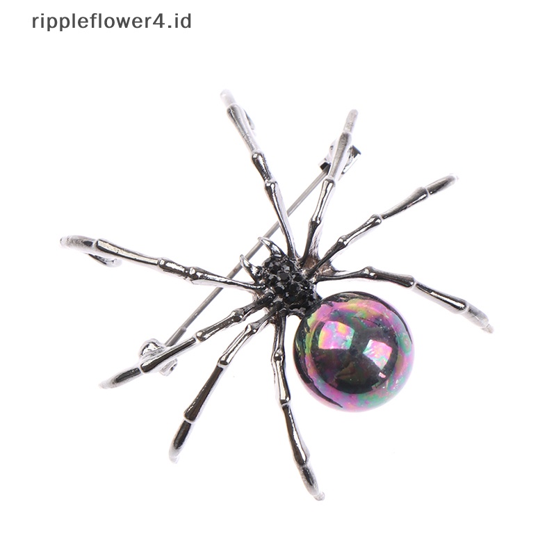 {rippleflower4.id} Fashion Wanita Berlian Imitasi Mutiara Imitasi Spider Bros Pin Korsase Lapel Perhiasan Hadiah~