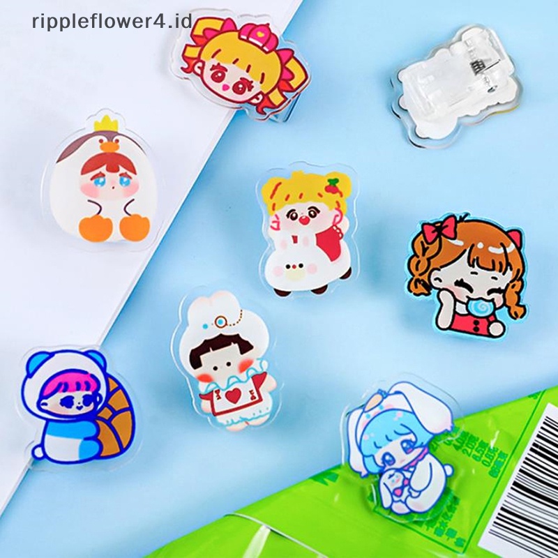 {rippleflower4.id} 1pc Kartun Lucu Klip Akrilik Bookmark Pengikat Makanan Ringan Klip Penyegelan Kantor Foto Card Holder Aksesoris~