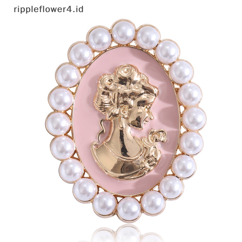 {rippleflower4.id} Bros Mutiara Untuk Wanita Drop Oil Queen Brooch Lapel Pin Bentuk Oval Bros Mutiara Fashion Perhiasan Hadiah~