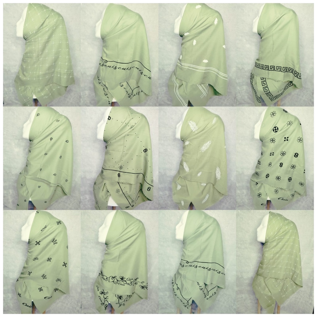 Hijab Deenay KW Segi Empat Voal Lasercut Sage