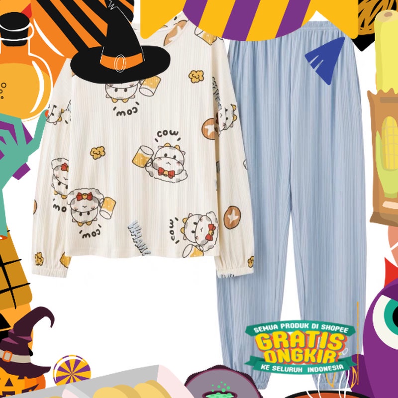 JC- Stelan Oversize Jogger PP / Piyama Oversize IMPORT / piyama wanita Korean Style/ kekinan baru mu