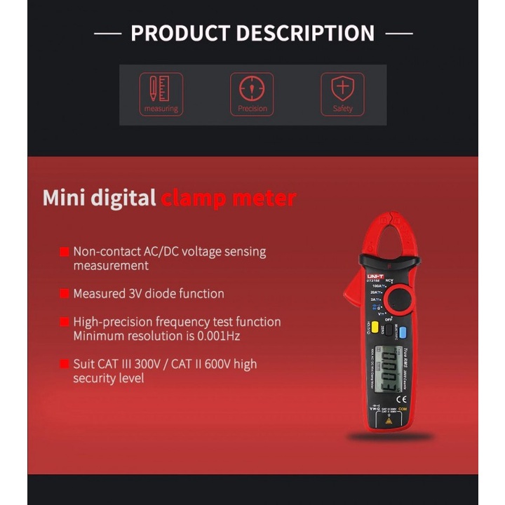 113 UNI-T UT210E - Mini Clamp Meter True RMS - Tang Ampere Jepit Digital