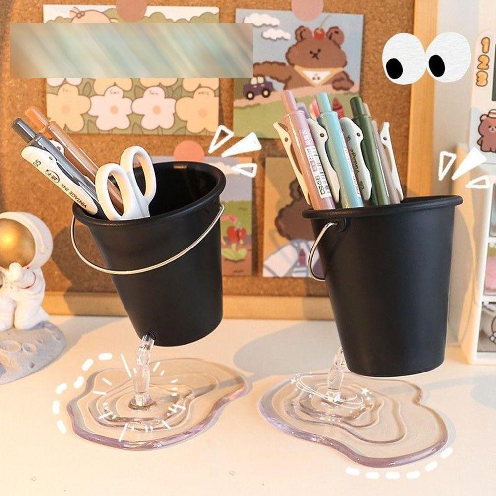 Mxbeauty Bucket Floating Pen Holder Plastik Siswa Desktop Ornamen Sekolah Kantor Keranjang Kertas Limbah Kosmetik Kotak Penyimpanan