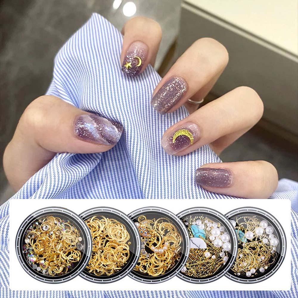 Agustin 3D Dekorasi Kuku Jepang Ukuran Campur Bintang Manikur Aksesoris Rivet Nail Rhinestone Nail Jewelry