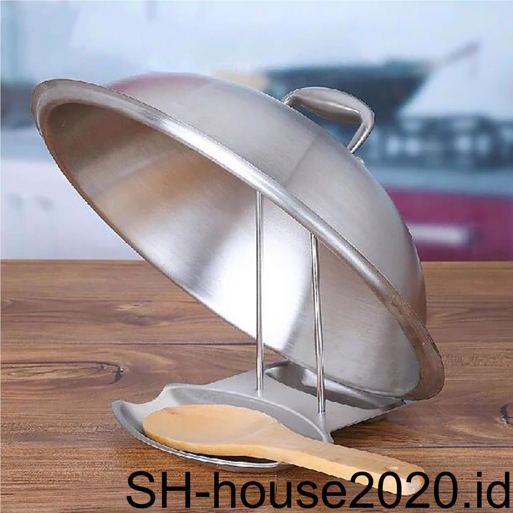 Kitchen Organizer Rak Tutup Panci Stainless Kitchen Lid Holder Rack Stand Dish Pan Cover Steel Shelf Aksesoris Panci Masak Sendok