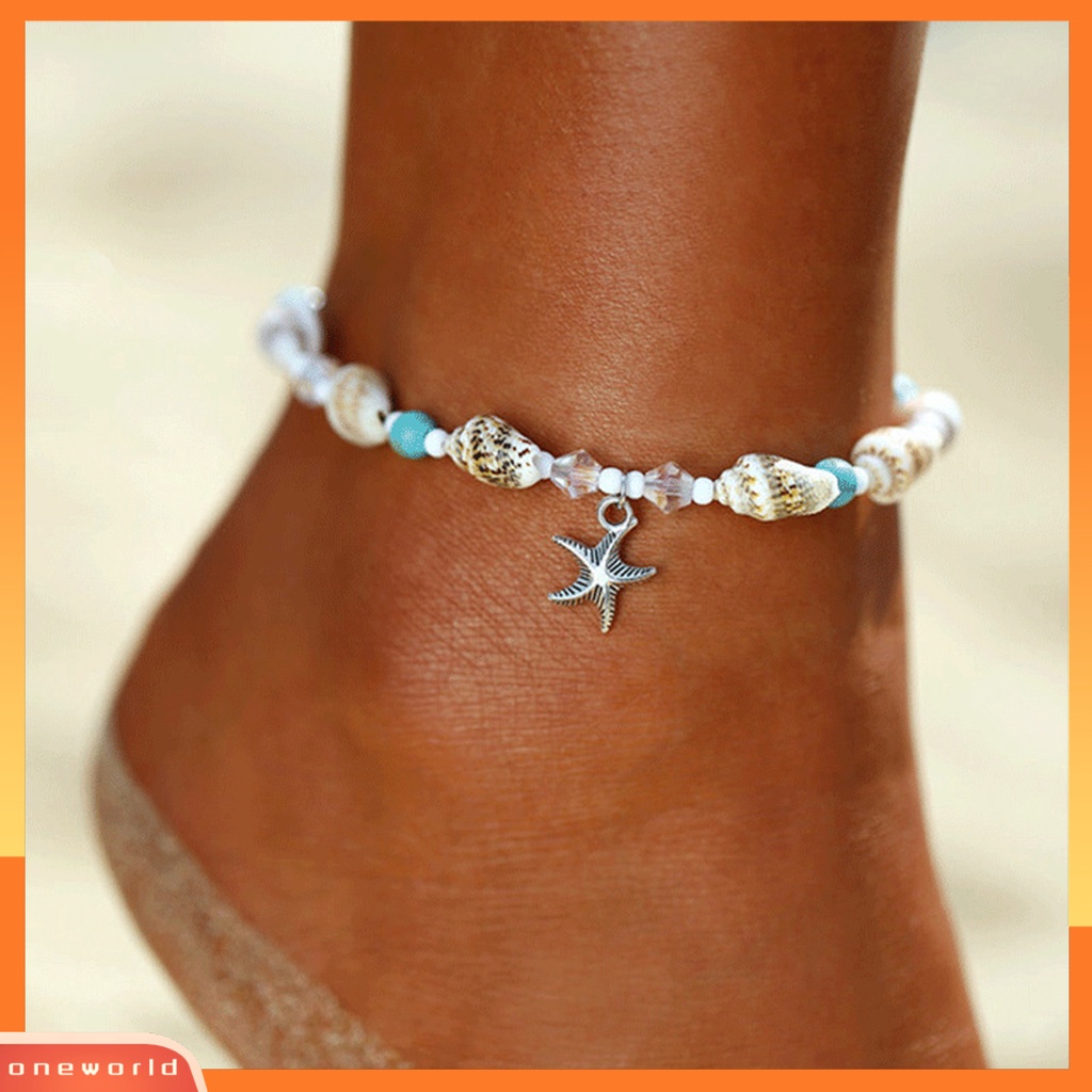 [WOD] Gelang Kaki Dengan Rantai Dipanjangkan Manik-Manik Shell Kreatif Trendi Bintang Laut Rantai Anklet Beachwear