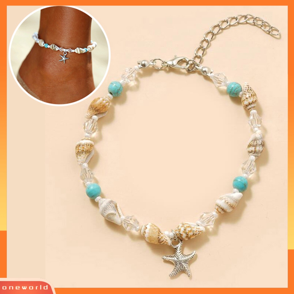 [WOD] Gelang Kaki Dengan Rantai Dipanjangkan Manik-Manik Shell Kreatif Trendi Bintang Laut Rantai Anklet Beachwear