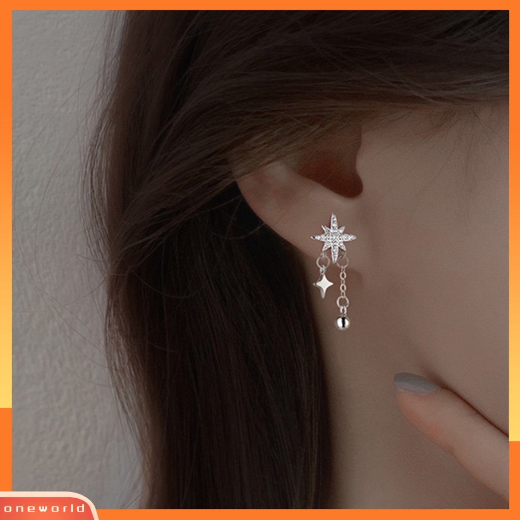 [WOD] 1pc Anting Wanita Bintang Bola Bulat Perhiasan Gaya Korea Berlian Imitasi Stud Earring Untuk Pesta Perjamuan Pernikahan Prom
