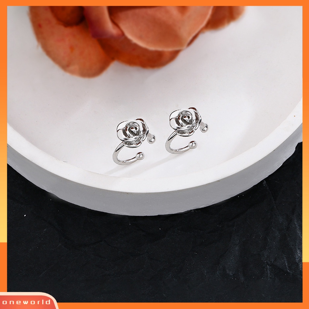 [WOD] 1pc Klip Telinga Electroplating Shining Non-Piercing Bentuk Bunga Hiasan Telinga Hias Aksesori Wanita Tanpa Tindik Bunga Telinga Manset Untuk Pesta