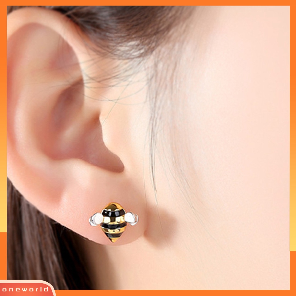 [WOD] 1pasang Ear Studs Lovely Bentuk Lebah Alloy Fashion Wanita Anting Untuk Hadiah