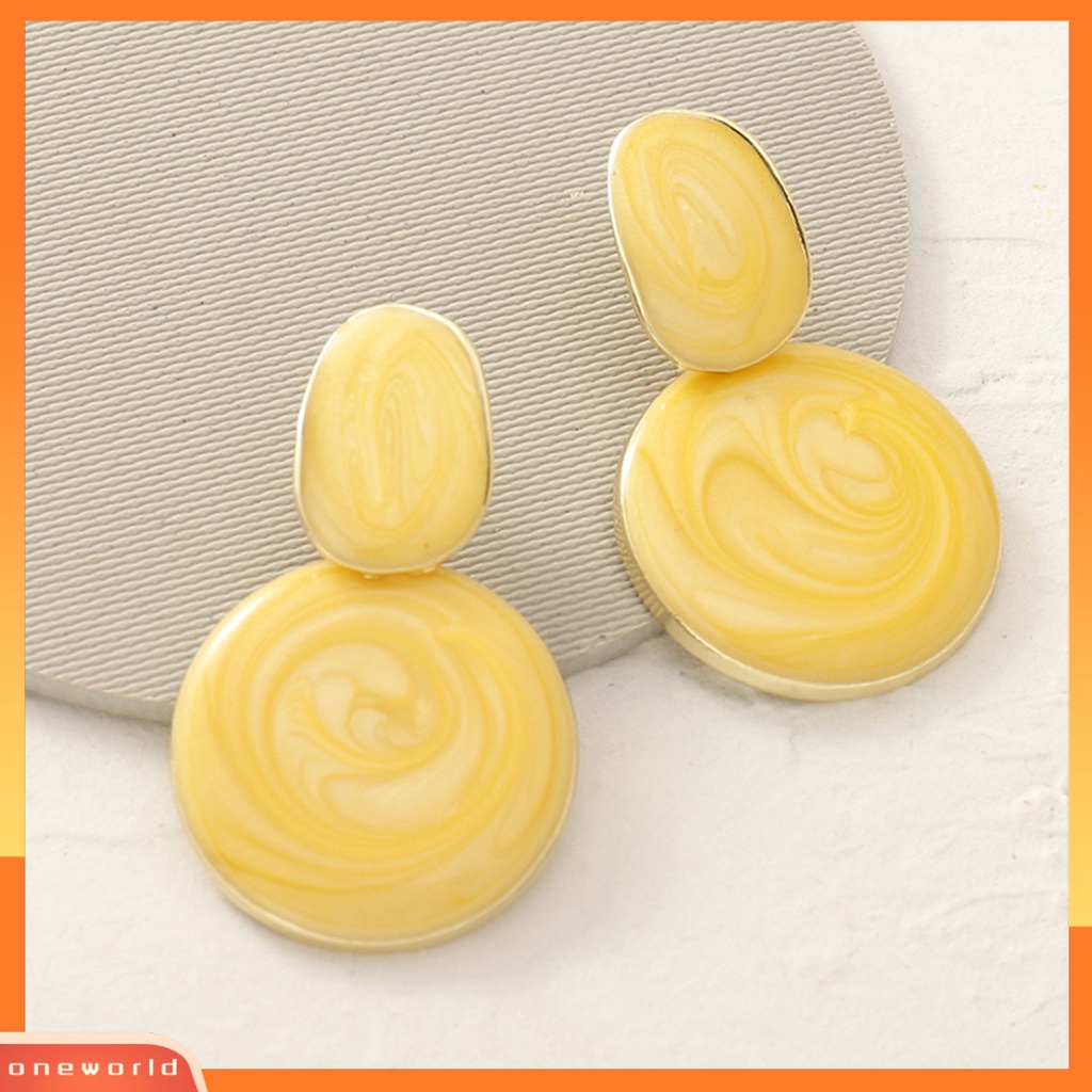 [WOD] Anting Drop Bentuk Oval Indah Alloy Anting Menjuntai Berwarna Permen Untuk Pesta