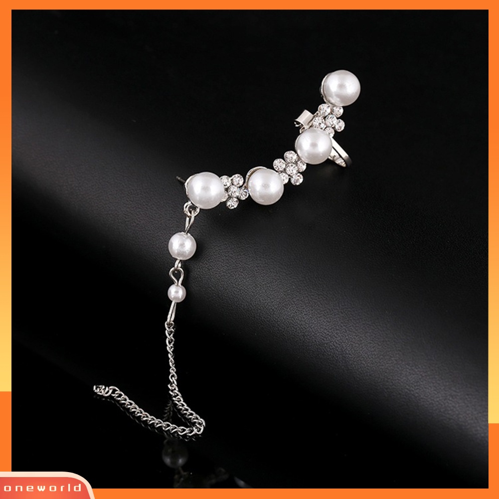 [WOD] 1 Pc Berlian Imitasi Snowflake Mutiara Imitasi Rumbai Anting Telinga Klip Wanita Perhiasan Hadiah