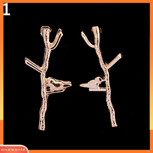 [WOD] Wanita Fashion Burung Pohon Cabang Bentuk Anting Ringkas Alloy Ear Studs Jewelry