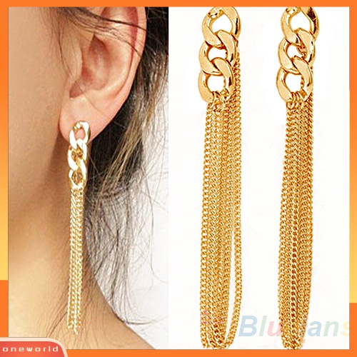 [WOD] Anting Retro Rantai Menjuntai Perhiasan Rumbai Emas Untuk Wanita Pesta Prom Hadiah