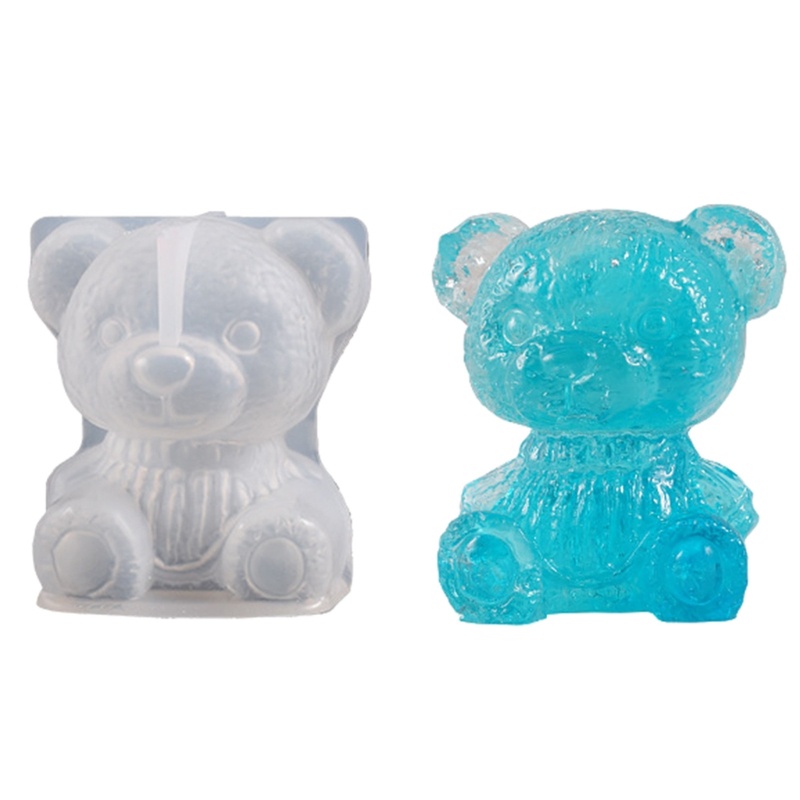 Siy Geometris Beruang Cetakan Resin 3D Teddy Bear Silicone Mold DIY Desktop Ornaments Mold Candle Mold Untuk Resin Art Home Deco