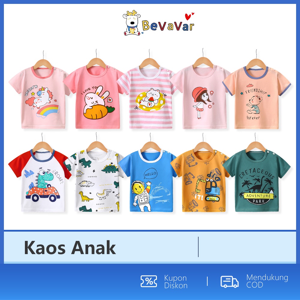 BEVAVAR 0-3thn Kaos Piyama bayi lucu Anak laki-laki perempuan Lengan pendek Bayi Import