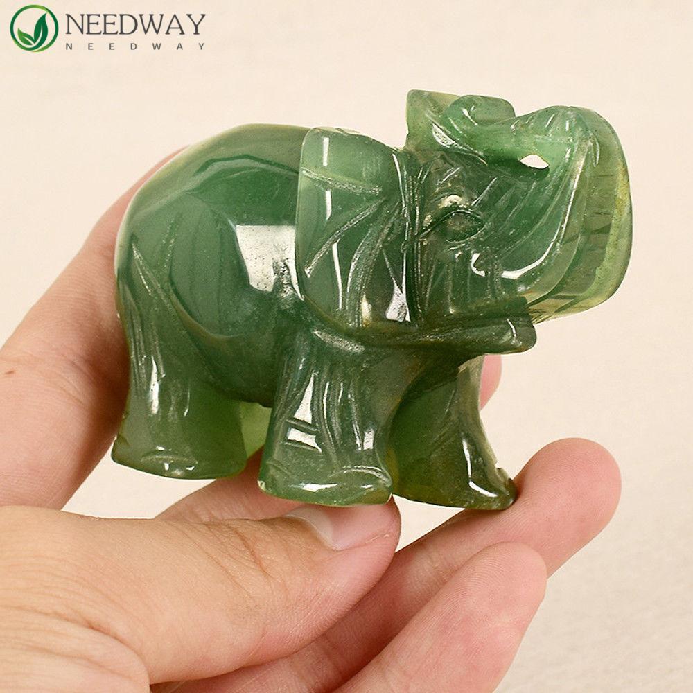 Needway Aventurine Ukir Gajah Kado Desk Decor Collection Batu Giok Hijau