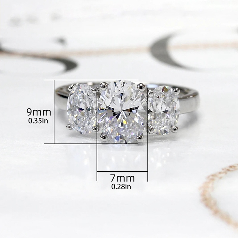 Fashion Wanita Oval Besar Cubic Zirconia Disepuh Tunangan Lamaran Jari Cincin