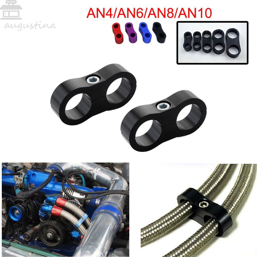 Seprator Tabung Selang Air Bakar AUGUSTINA Aluminium Universal Double Clamp Billet Pemisah Jalur Lubang Minyak Jepitan Penahan Penjepit Firmware