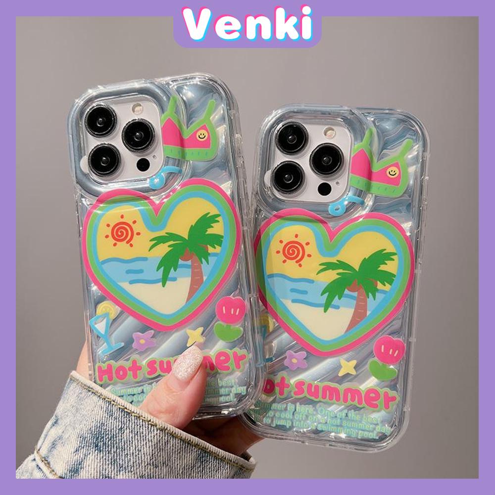 VENKI - iPhone Case untuk iPhone 11 Laser Reflektif Bening Ponsel Case TPU Lembut Shockproof Airbag Case Romantis Pohon Kelapa Kompatibel dengan iPhone 14 13 Pro Max 12 Pro Max XR XR 7 8