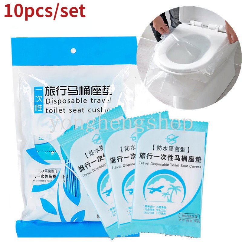 10pcs/set Plastik Sekali Pakai Toilet Mat Cushion Travel Portable Antibakteri Toilet Seat Cover Aksesoris Kamar Mandi Paket Mandiri