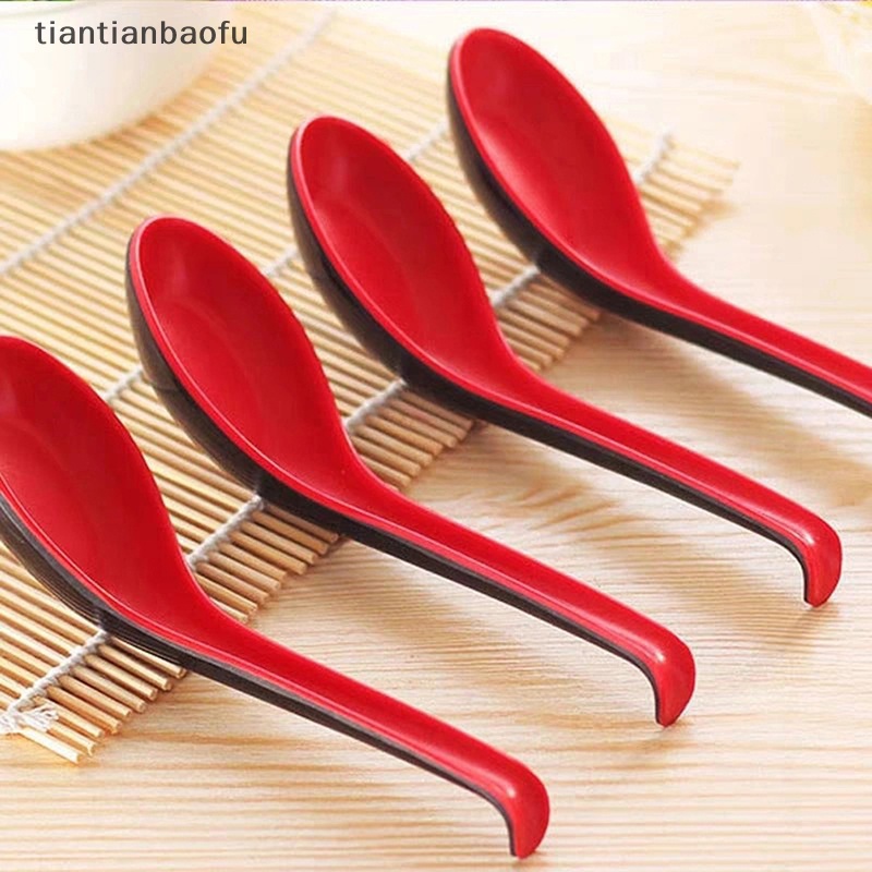 [tiantianbaofu] 3pcs Atau 5pcs /set Sendok Sup Plastik Merah Dan Hitam Peralatan Dapur Alat Sendok Butik