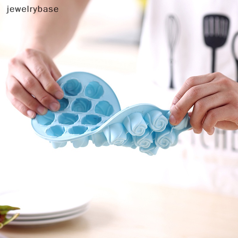 [jewelrybase] 1pc 11/21Cavity Rose Silicone Es Batu Rumah Tangga Labu Es Kotak Penyimpanan Dengan Tutup Butik