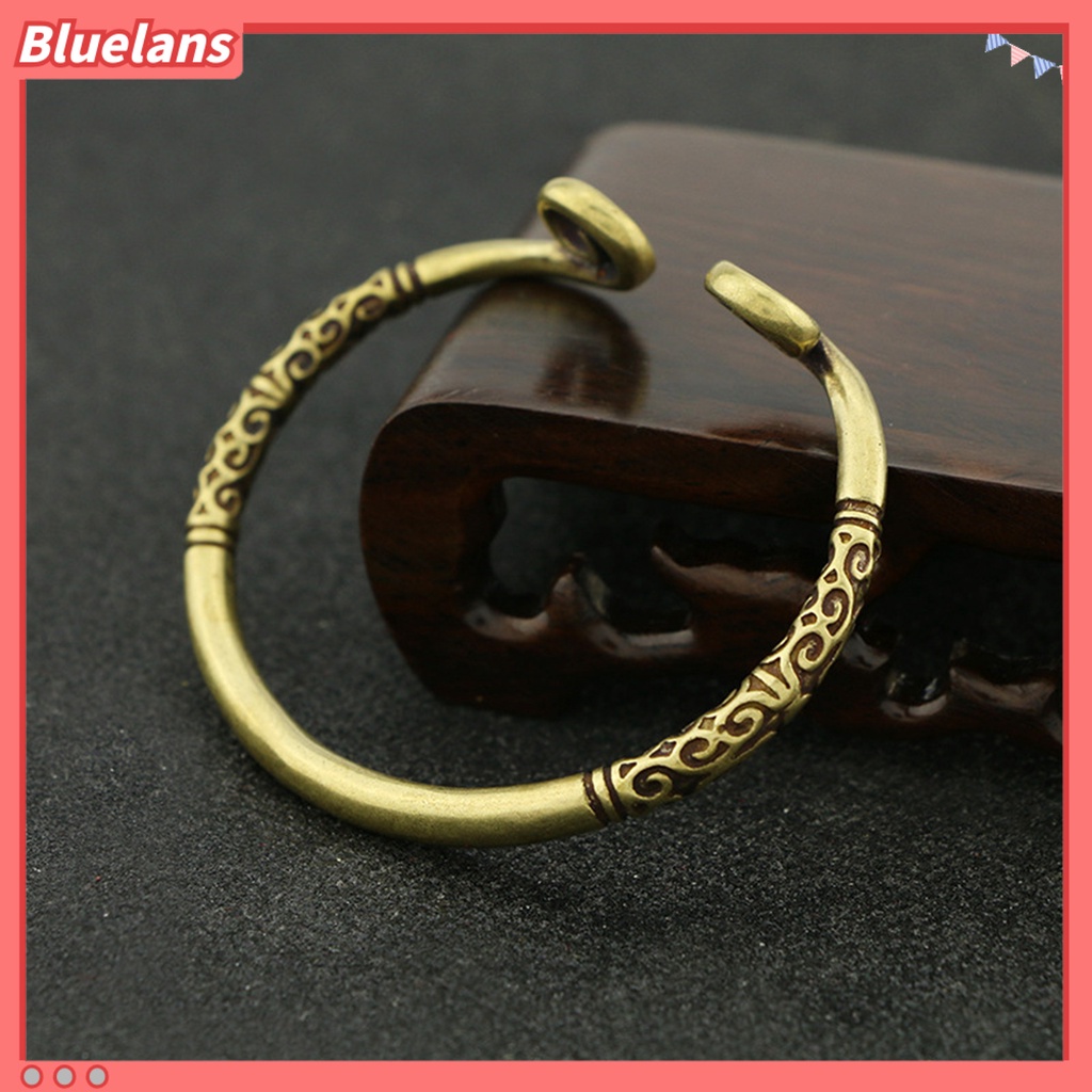 [BLS] Pria Wanita Kuningan Adjustable Tangan Gelang Bangle Hari Valentine Perhiasan Hadiah Manset