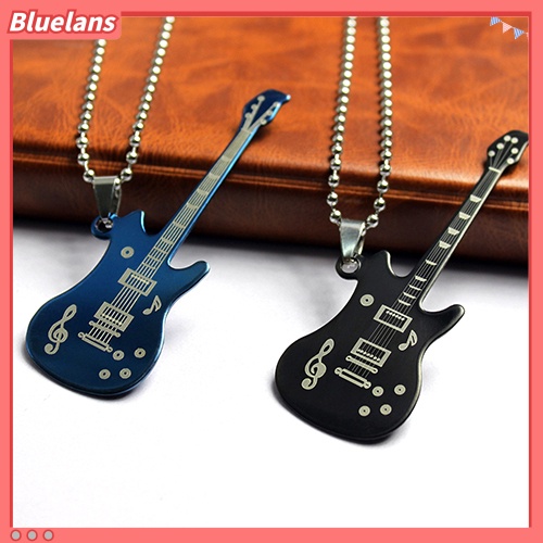[BLS] Kalung Sweater Rantai Manik-Manik Liontin Gitar Unisex Pria Wanita Perhiasan Fashion