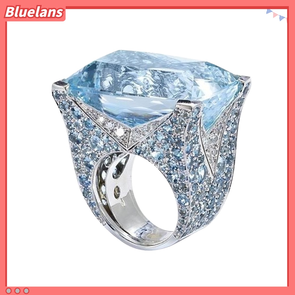 [BLS] Sparkling Women Cubic Zirconia Cincin Pengantin Pernikahan Pertunangan Pesta Perhiasan Hadiah