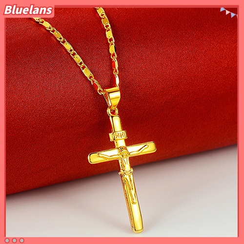 [BLS] Kalung Choker Rantai Liontin Salib Fashion Pria Wanita Lapis Emas 24K